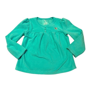 Carter’s 4T green half button placket long sleeve baby‎ doll fleece top